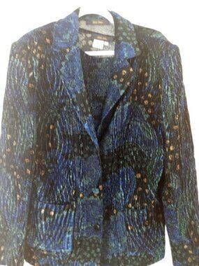 Vintage Bala Bala Womens 2 Piece Tank Top & Jacket Dark Green Crinkle Velvet XL